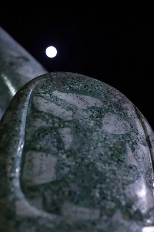 Chico hands as the moon passes through the sky.